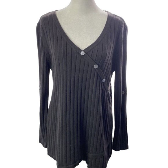SOFT SURROUNDINGS Sweater Pullover Long Sleeve Button Accents Brown PM 5-32 - Picture 13 of 15